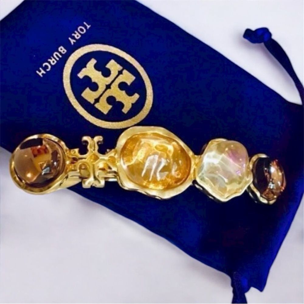 TORY BURCH KIRA 18 K GOLD PLATED BARRETTE HAIR ACCESSORIES